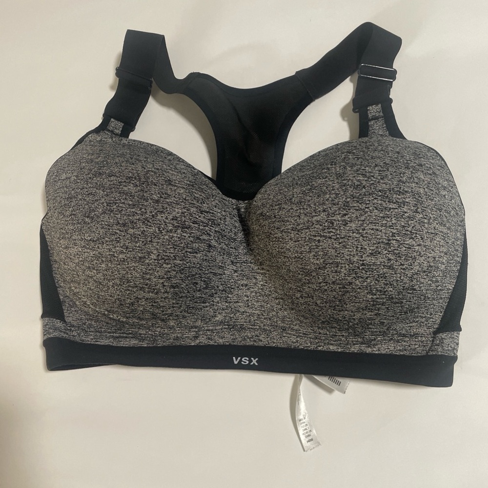 Victoria's Secret VSX Sport Bra 34DDDBlack/Gray Padded Racerback Cushioned Wired